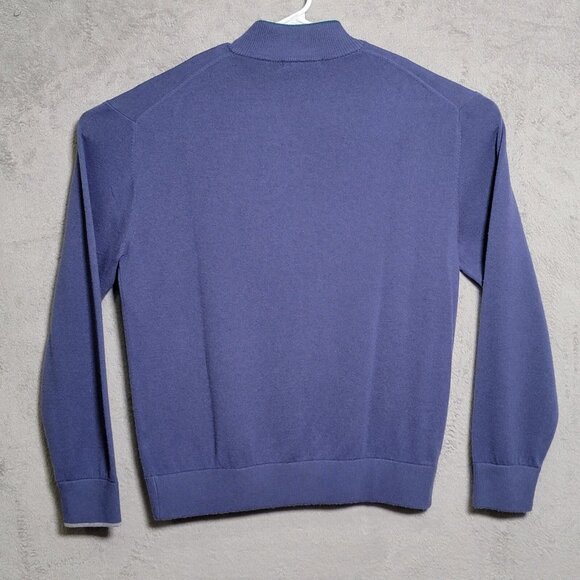 Greyson Golf Sweater Mens Size Large Blue Purple 1/4 Zip Pullover Wool Cashmere - Picture 4 of 12
